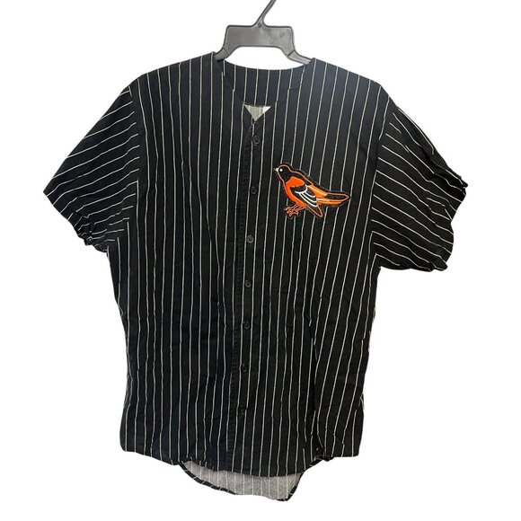 Vintage Chalkline Baltimore Orioles Baseball Jersey Black Pinstripe XL USA-Made - Picture 1 of 5